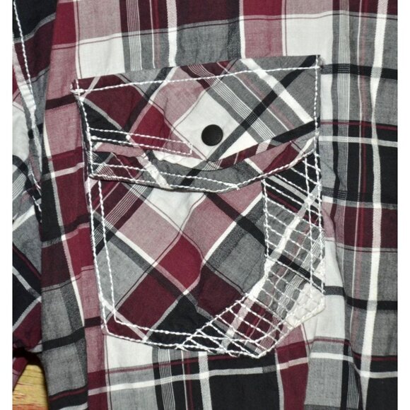 Buckle Burgundy Athletic Fit Men's Snap Up Western Cowboy Shirt XXXL Embroidered - Picture 4 of 10